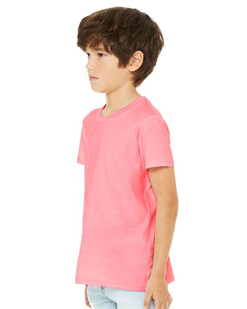BELLA + CANVAS Youth CVC Jersey Tee 3001YCVC Neon Pink Custom Embroidered Business Logo