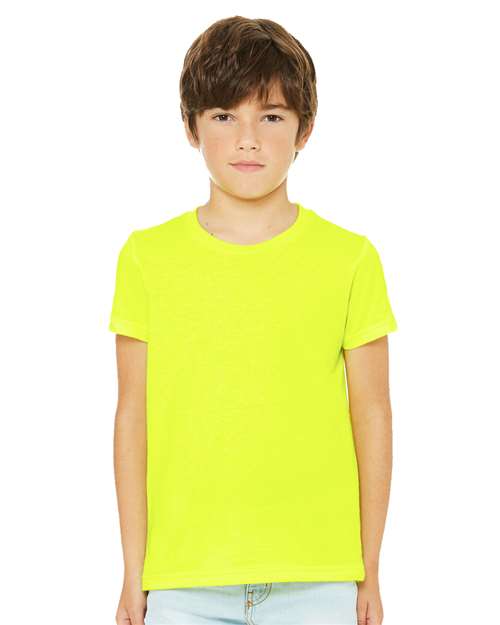 BELLA + CANVAS Youth CVC Jersey Tee 3001YCVC Neon Pink Custom Embroidered Business Logo