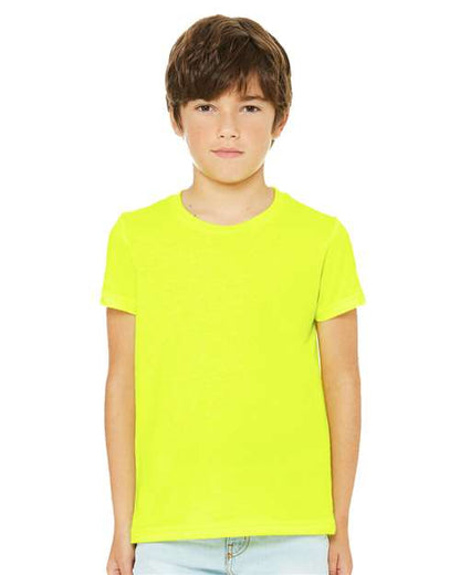 BELLA + CANVAS Youth CVC Jersey Tee 3001YCVC Neon Pink Custom Embroidered Business Logo