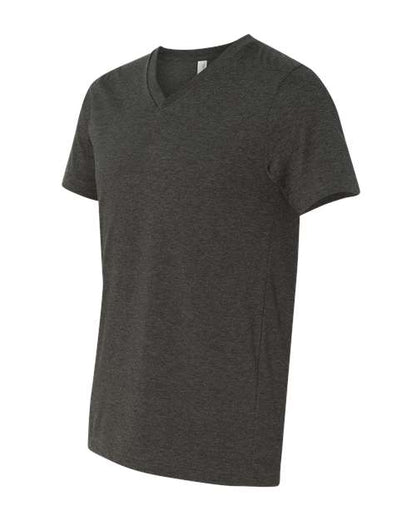 BELLA + CANVAS Heather CVC V-Neck Tee 3005CVC Dark Grey Heather Custom Embroidered Business Logo