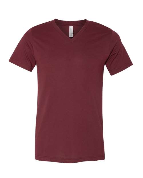 BELLA + CANVAS Heather CVC V-Neck Tee 3005CVC Heather Cardinal Custom Embroidered Business Logo