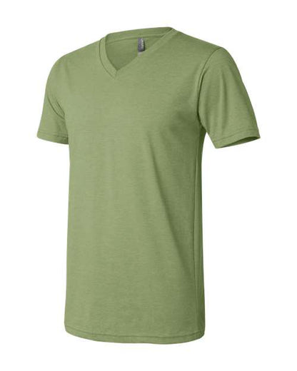 BELLA + CANVAS Heather CVC V-Neck Tee 3005CVC Heather Green Custom Embroidered Business Logo