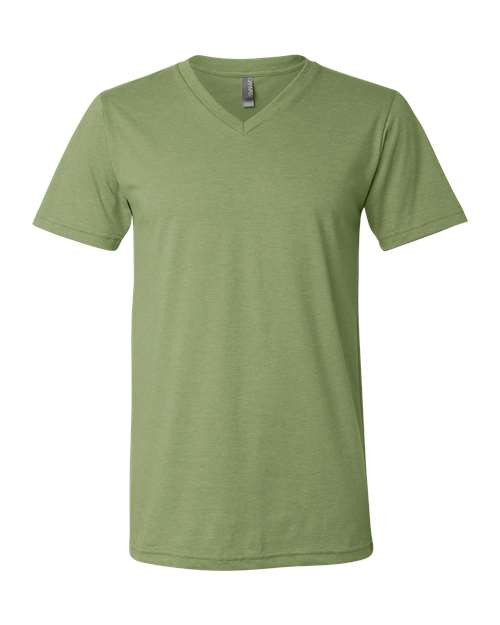 BELLA + CANVAS Heather CVC V-Neck Tee 3005CVC Heather Green Custom Embroidered Business Logo