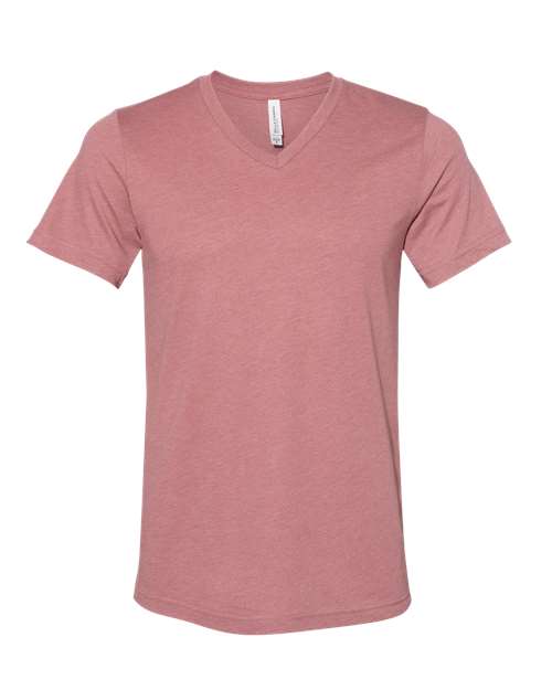 BELLA + CANVAS Heather CVC V-Neck Tee 3005CVC Heather Mauve Custom Embroidered Business Logo