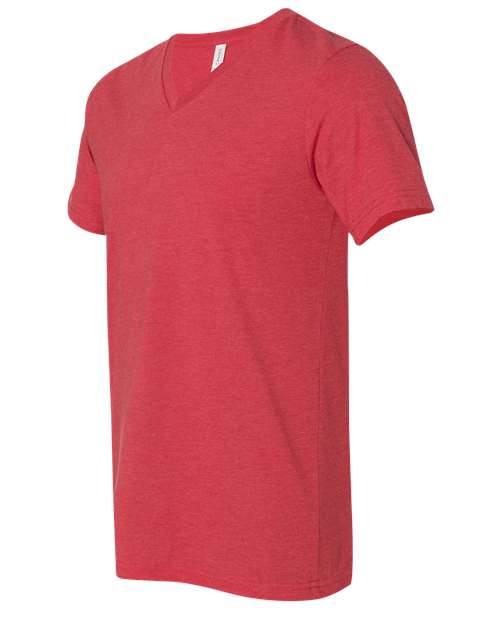 BELLA + CANVAS Heather CVC V-Neck Tee 3005CVC Heather Red Custom Embroidered Business Logo