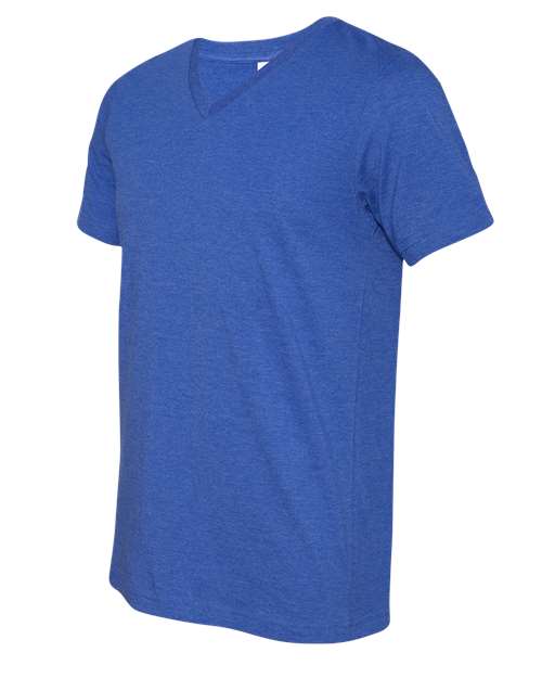 BELLA + CANVAS Heather CVC V-Neck Tee 3005CVC Heather True Royal Custom Embroidered Business Logo