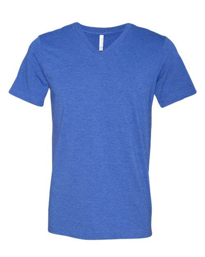 BELLA + CANVAS Heather CVC V-Neck Tee 3005CVC Heather True Royal Custom Embroidered Business Logo