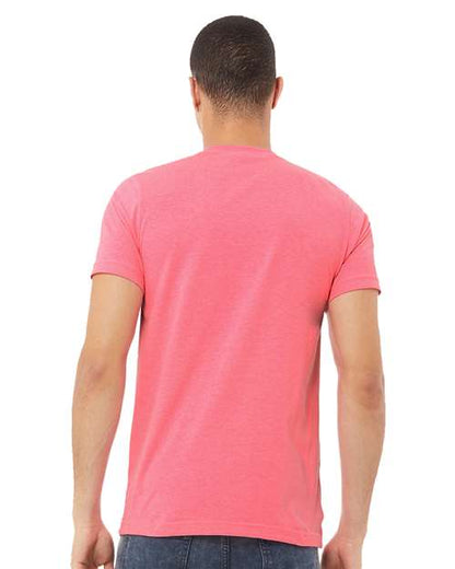 BELLA + CANVAS Heather CVC V-Neck Tee 3005CVC Neon Pink Custom Embroidered Business Logo