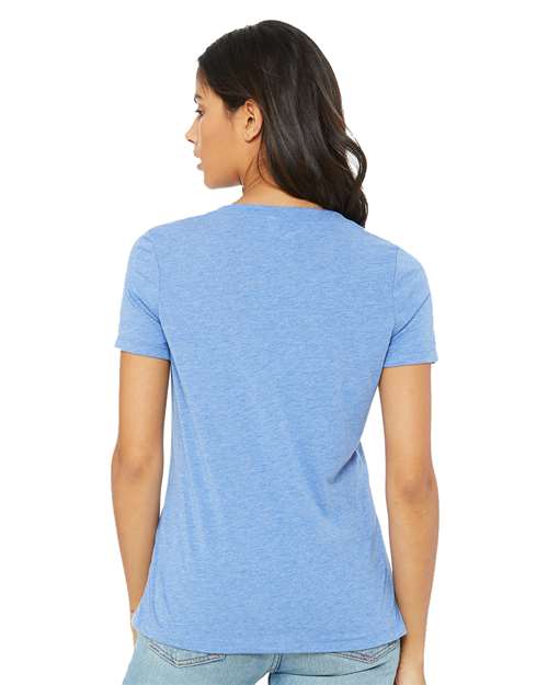 BELLA + CANVAS Women's Relaxed Triblend Short Sleeve V-Neck Tee 6415 Custom Embroidered Business Logo