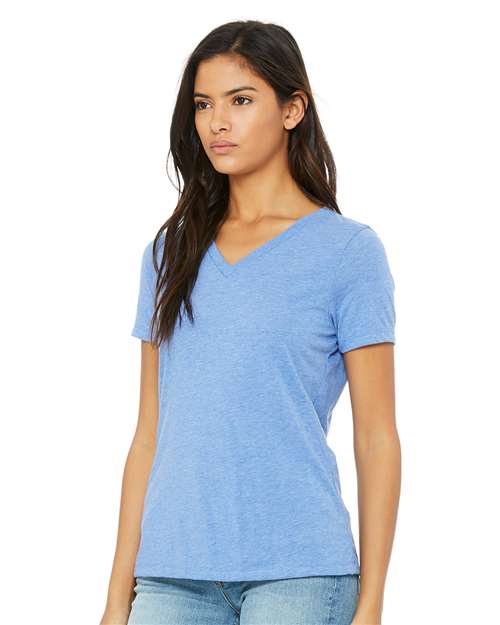 BELLA + CANVAS Women's Relaxed Triblend Short Sleeve V-Neck Tee 6415 Custom Embroidered Business Logo