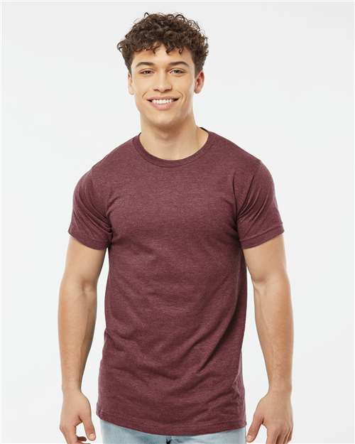 Custom Embroidered  Tultex Fine Jersey T-Shirt 202 Heather Burgundy