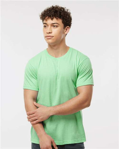 Custom Embroidered  Tultex Fine Jersey T-Shirt 202 Heather Neo Mint