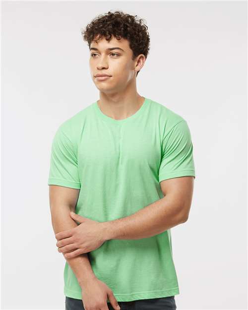 Custom Embroidered  Tultex Fine Jersey T-Shirt 202 Heather Neo Mint