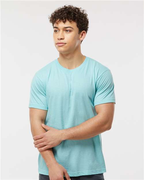 Custom Embroidered  Tultex Fine Jersey T-Shirt 202 Heather Purist Blue