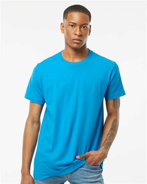 Custom Embroidered  Tultex Fine Jersey T-Shirt 202 Turquoise