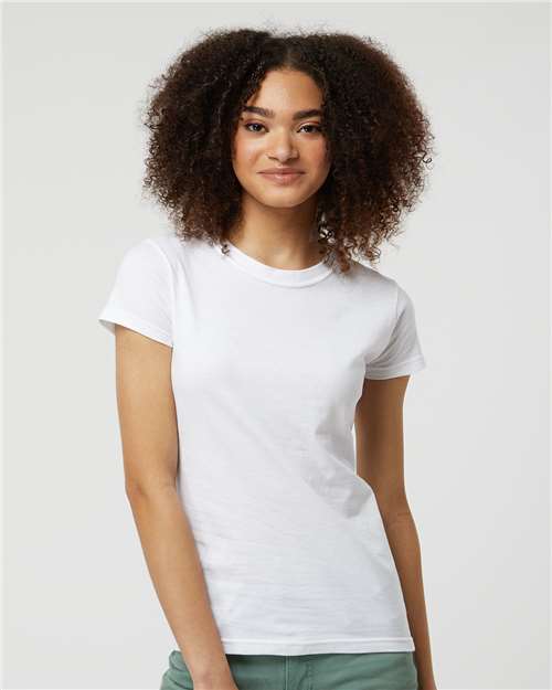 Custom Embroidered  Tultex Women's Fine Jersey Slim Fit T-Shirt 213 White