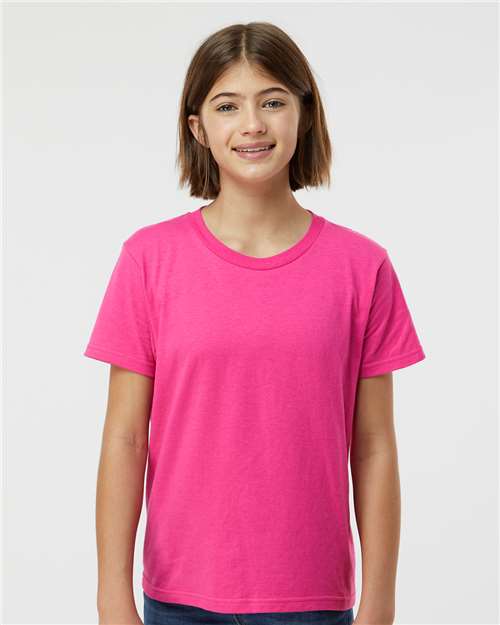 Custom Embroidered  Tultex Youth Fine Jersey T-Shirt 235 Fuchsia