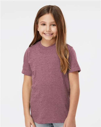 Custom Embroidered  Tultex Youth Fine Jersey T-Shirt 235 Heather Cassis