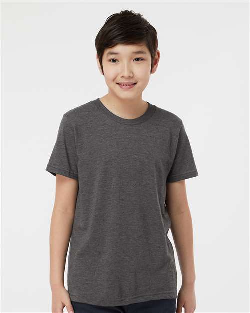 Custom Embroidered  Tultex Youth Fine Jersey T-Shirt 235 Heather Charcoal