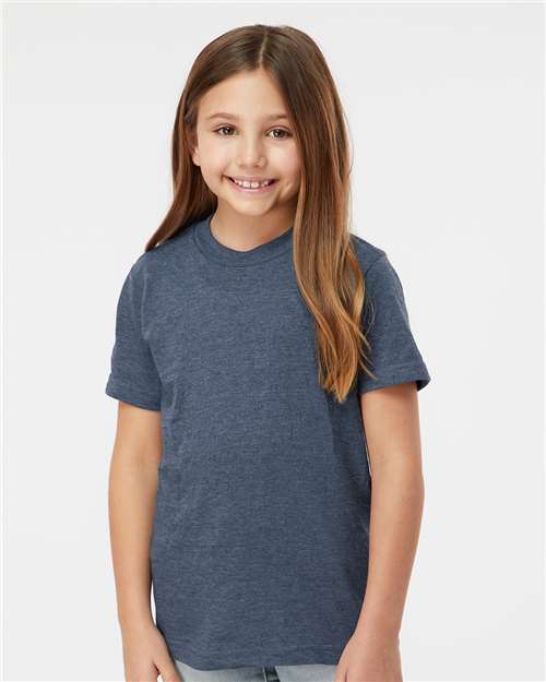 Custom Embroidered  Tultex Youth Fine Jersey T-Shirt 235 Heather Denim