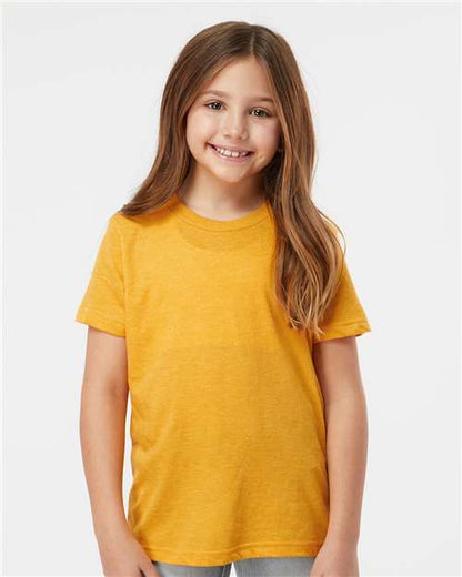Custom Embroidered  Tultex Youth Fine Jersey T-Shirt 235 Heather Mellow Yellow