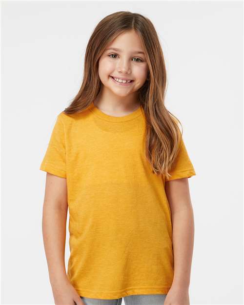Custom Embroidered  Tultex Youth Fine Jersey T-Shirt 235 Heather Mellow Yellow