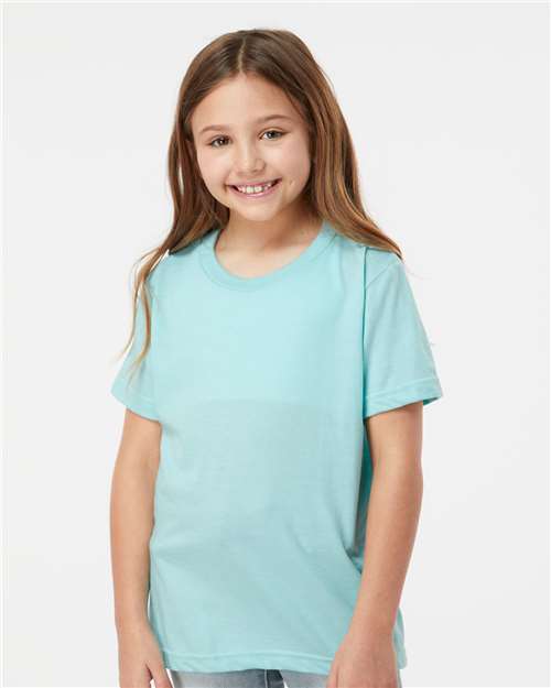 Custom Embroidered  Tultex Youth Fine Jersey T-Shirt 235 Heather Purist Blue