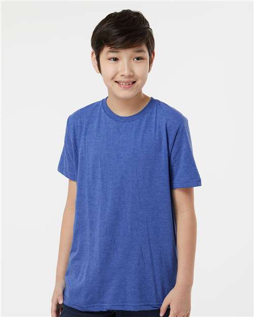 Custom Embroidered  Tultex Youth Fine Jersey T-Shirt 235 Heather Royal