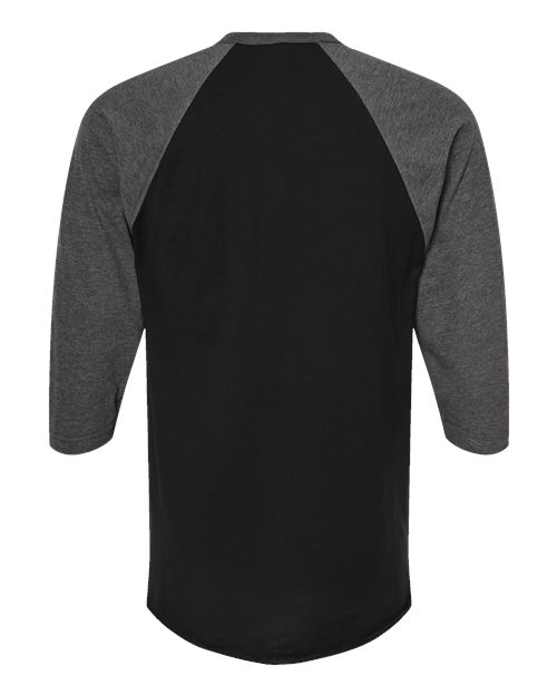 Tultex Fine Jersey Raglan T-Shirt 245 Black/ Heather Charcoal