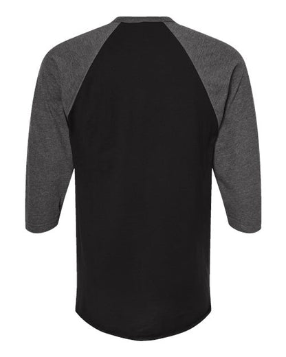 Tultex Fine Jersey Raglan T-Shirt 245 Black/ Heather Charcoal