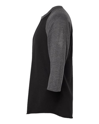 Tultex Fine Jersey Raglan T-Shirt 245 Black/ Heather Charcoal