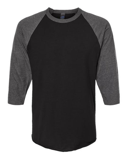 Tultex Fine Jersey Raglan T-Shirt 245 Black/ Heather Charcoal