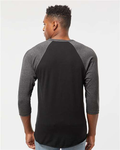 Tultex Fine Jersey Raglan T-Shirt 245 Black/ Heather Charcoal