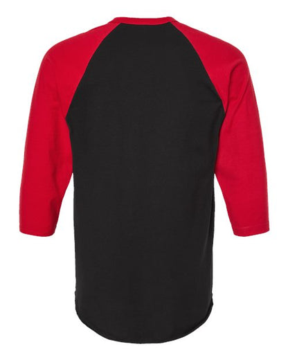 Tultex Fine Jersey Raglan T-Shirt 245 Black/ Red
