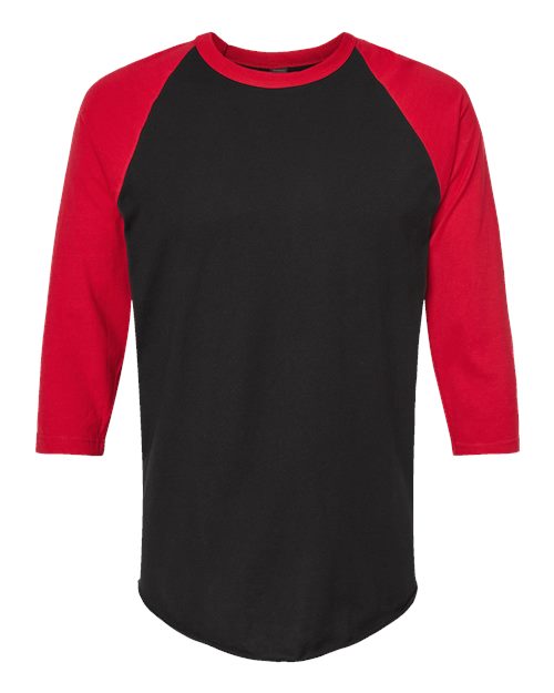 Tultex Fine Jersey Raglan T-Shirt 245 Black/ Red