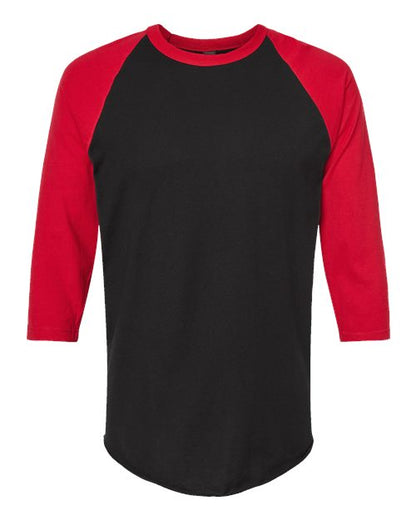 Tultex Fine Jersey Raglan T-Shirt 245 Black/ Red