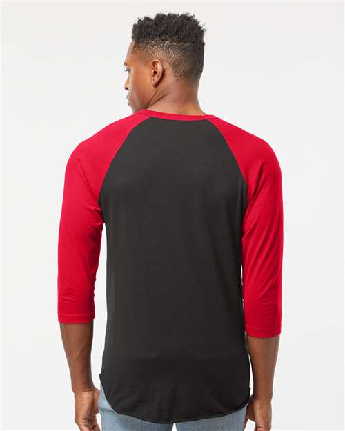 Tultex Fine Jersey Raglan T-Shirt 245 Black/ Red