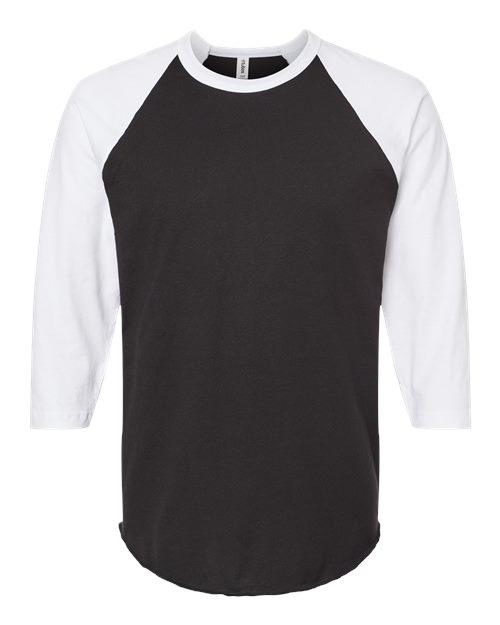 Tultex Fine Jersey Raglan T-Shirt 245 Black/ White