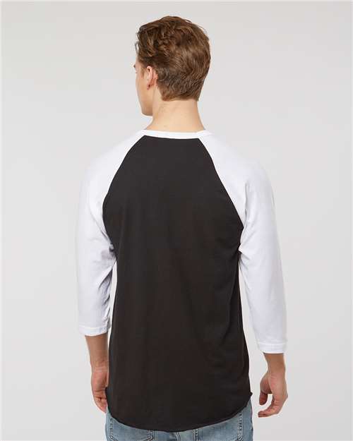 Tultex Fine Jersey Raglan T-Shirt 245 Black/ White
