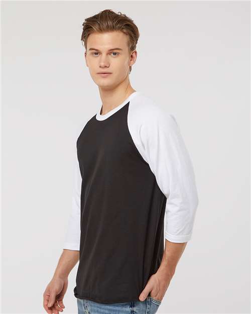 Tultex Fine Jersey Raglan T-Shirt 245 Black/ White