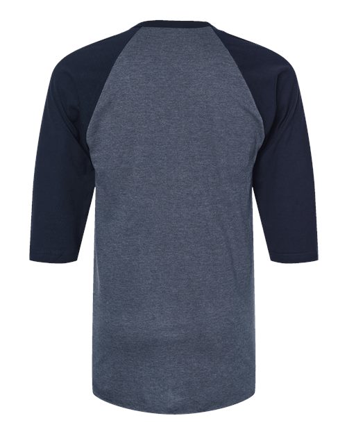 Tultex Fine Jersey Raglan T-Shirt 245 Heather Denim/ Navy