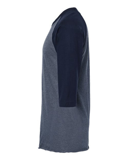 Tultex Fine Jersey Raglan T-Shirt 245 Heather Denim/ Navy