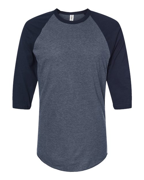 Tultex Fine Jersey Raglan T-Shirt 245 Heather Denim/ Navy