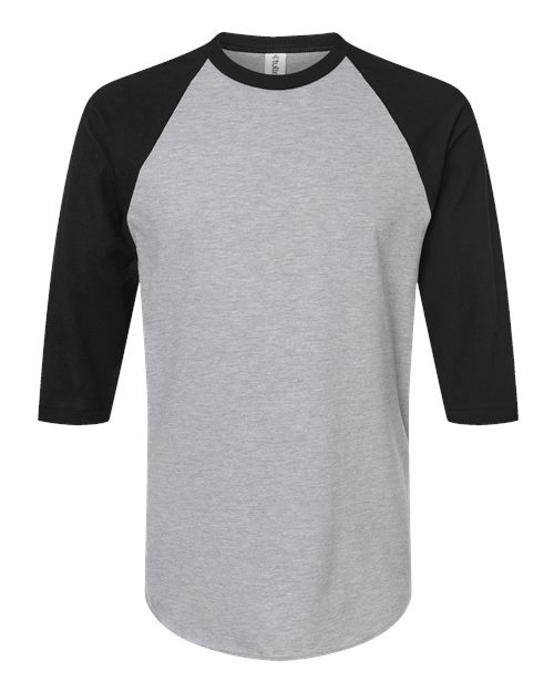 Tultex Fine Jersey Raglan T-Shirt 245 Heather Grey/ Black