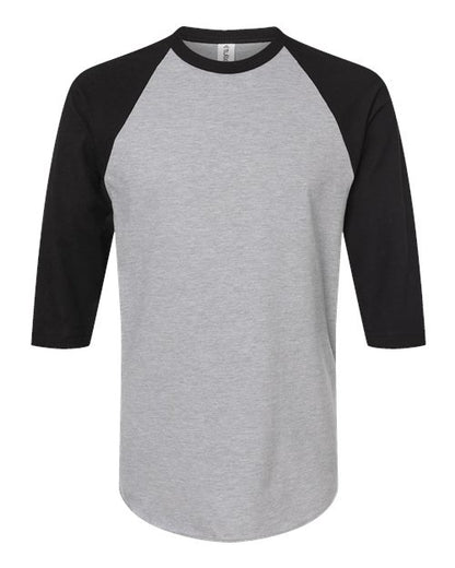 Tultex Fine Jersey Raglan T-Shirt 245 Heather Grey/ Black