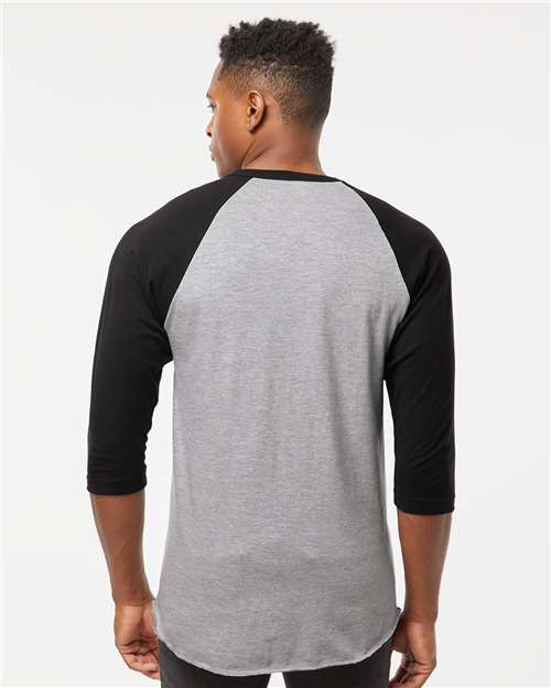 Tultex Fine Jersey Raglan T-Shirt 245 Heather Grey/ Black