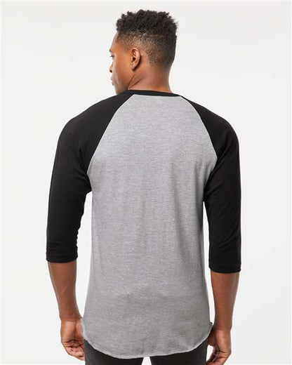 Tultex Fine Jersey Raglan T-Shirt 245 Heather Grey/ Black