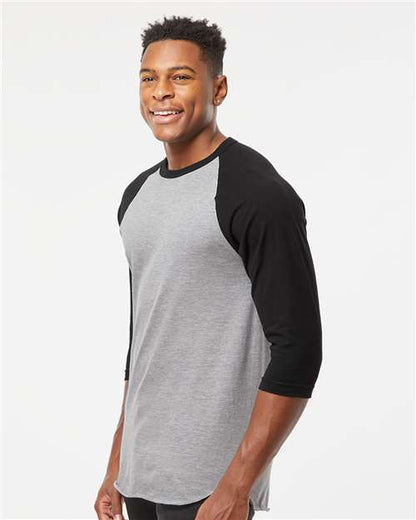 Tultex Fine Jersey Raglan T-Shirt 245 Heather Grey/ Black