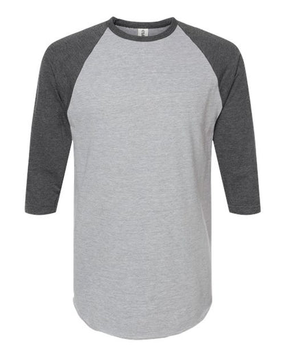 Tultex Fine Jersey Raglan T-Shirt 245 Heather Grey/ Heather Charcoal
