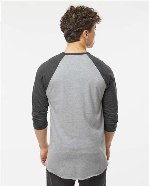 Tultex Fine Jersey Raglan T-Shirt 245 Heather Grey/ Heather Charcoal